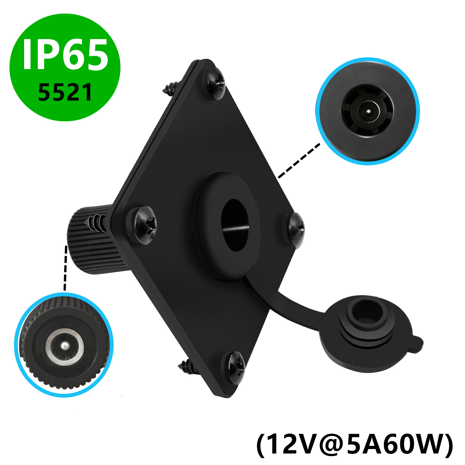 Outdoor Power Jack - Soket Panel Mount DC5521 Tahan Air