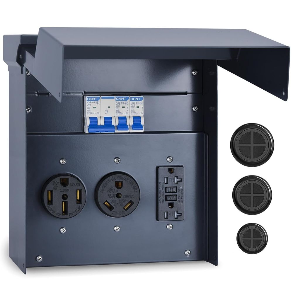 Outdoor Power Receptacle Box - Panel Listrik RV dengan Pemutus Sirkuit,