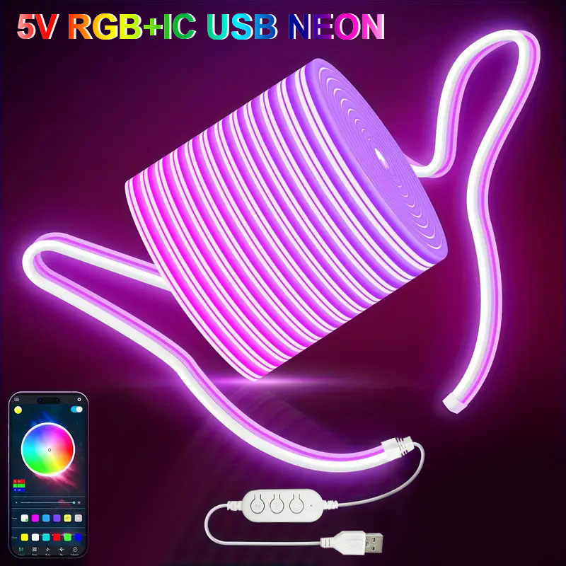 Outdoor Usb Power Strip - Strip Lampu Led Neon Rgbic 1M