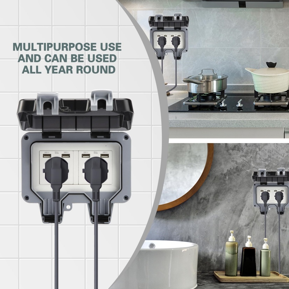 EIOMR Kotak Soket Tahan Air Lu - Outdoor Usb Power Strip ulasan dan harga
