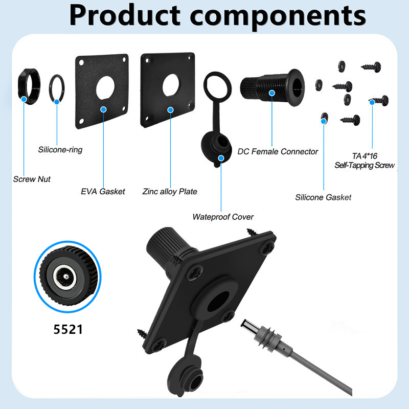 Soket Panel Mount DC5521 Tahan - Outdoor Power Jack ulasan dan harga