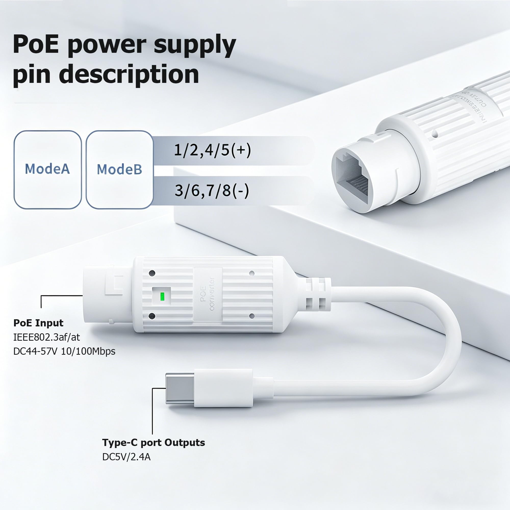 Konverter Daya POE ke USB-C RJ - Outdoor Power Adapter ulasan dan harga